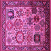 Square Machine Washable Oriental Pink Industrial Rug, wshurb1494pnk