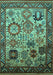 Machine Washable Oriental Turquoise Industrial Area Rugs, wshurb1494turq