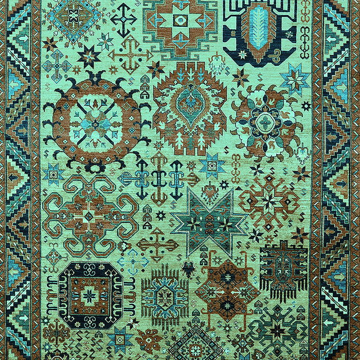 Machine Washable Oriental Turquoise Industrial Area Rugs, wshurb1494turq