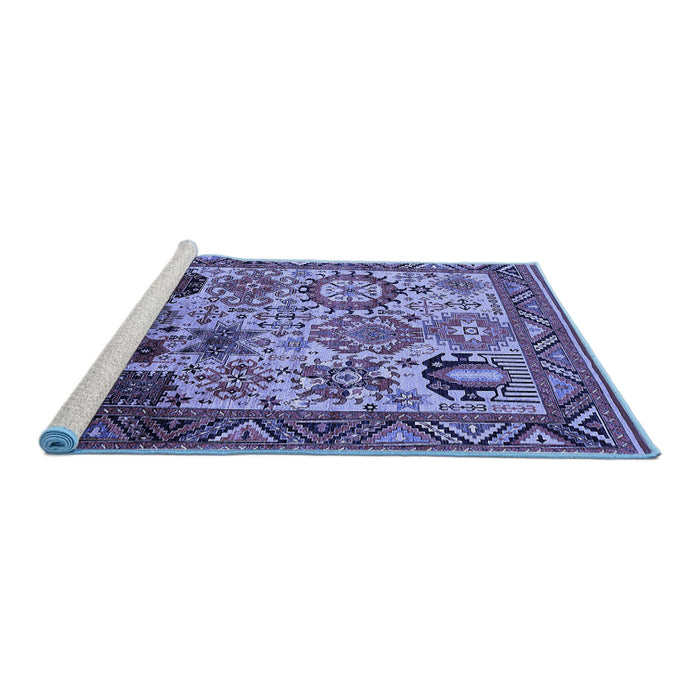 Sideview of Machine Washable Oriental Blue Industrial Rug, wshurb1494blu