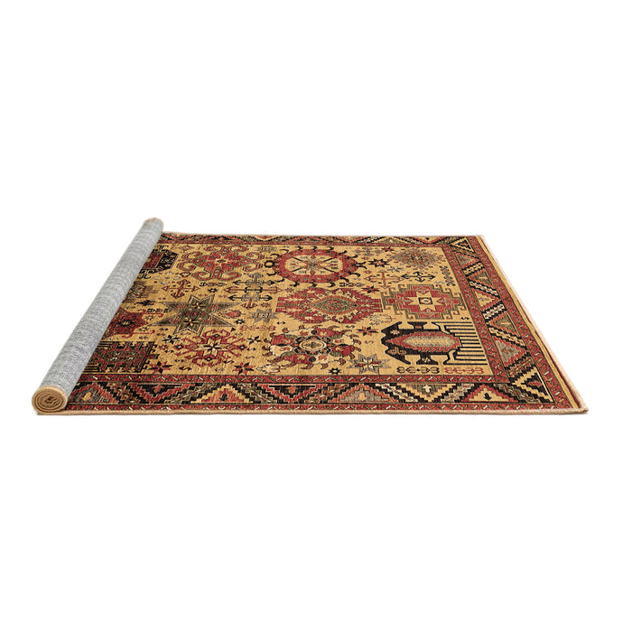 Sideview of Machine Washable Oriental Brown Industrial Rug, wshurb1494brn