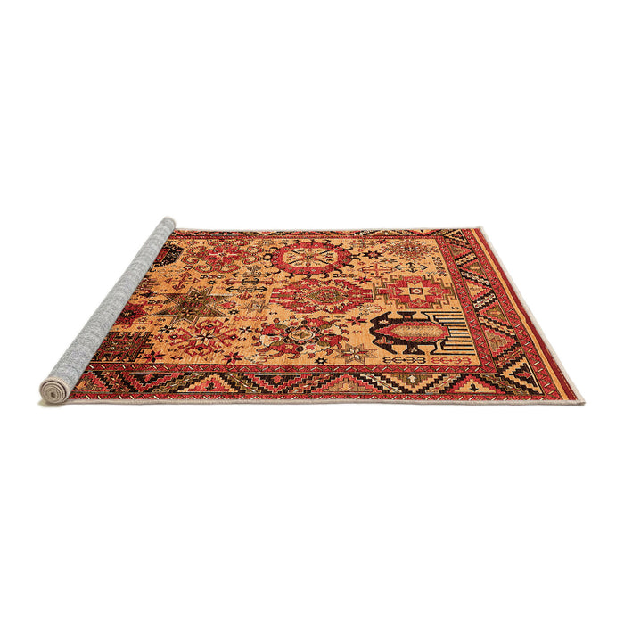 Sideview of Machine Washable Oriental Orange Industrial Area Rugs, wshurb1494org