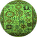 Round Oriental Green Industrial Rug, urb1494grn