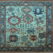 Square Oriental Light Blue Industrial Rug, urb1494lblu