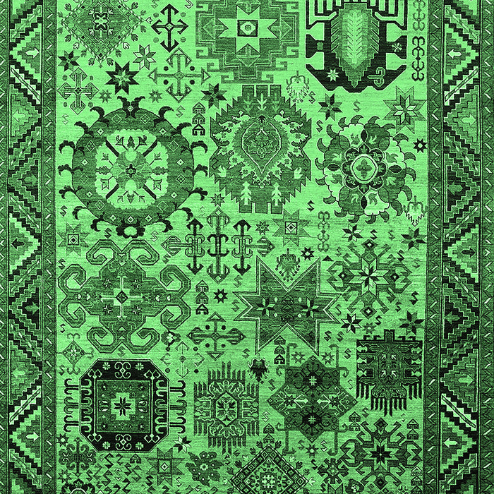 Machine Washable Oriental Emerald Green Industrial Area Rugs, wshurb1494emgrn