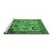 Sideview of Machine Washable Oriental Emerald Green Industrial Area Rugs, wshurb1494emgrn