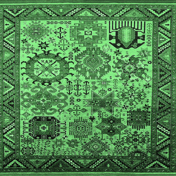 Square Machine Washable Oriental Emerald Green Industrial Area Rugs, wshurb1494emgrn
