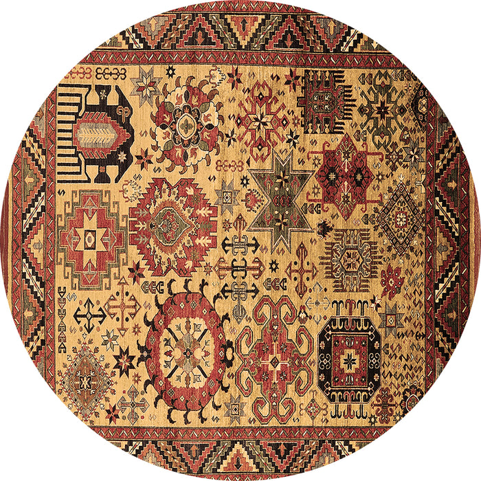 Round Oriental Brown Industrial Rug, urb1494brn