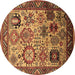 Round Oriental Brown Industrial Rug, urb1494brn