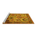 Sideview of Machine Washable Oriental Yellow Industrial Rug, wshurb1494yw