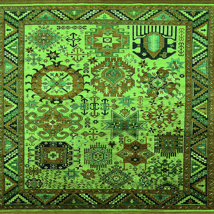 Square Oriental Green Industrial Rug, urb1494grn