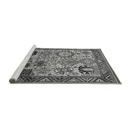 Sideview of Machine Washable Oriental Gray Industrial Rug, wshurb1494gry