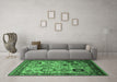 Machine Washable Oriental Emerald Green Industrial Area Rugs in a Living Room,, wshurb1494emgrn