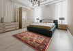 Mid-Century Modern Light Copper Gold Oriental Rug in a Bedroom, urb1494