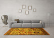 Machine Washable Oriental Yellow Industrial Rug in a Living Room, wshurb1494yw