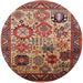 Round Mid-Century Modern Light Copper Gold Oriental Rug, urb1494