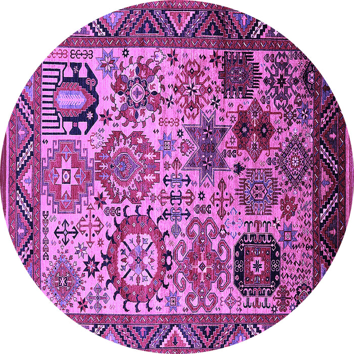 Round Machine Washable Oriental Purple Industrial Area Rugs, wshurb1494pur