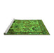 Sideview of Machine Washable Oriental Green Industrial Area Rugs, wshurb1494grn