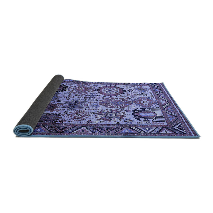 Sideview of Oriental Blue Industrial Rug, urb1494blu