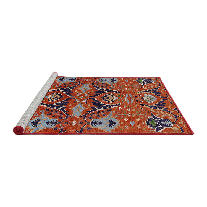 Sideview of Machine Washable Industrial Modern Copper Red Pink Rug, wshurb1495