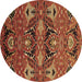 Round Oriental Brown Industrial Rug, urb1495brn