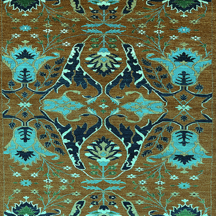 Machine Washable Oriental Turquoise Industrial Area Rugs, wshurb1495turq