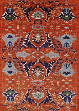 Mid-Century Modern Copper Red Pink Oriental Rug, urb1495