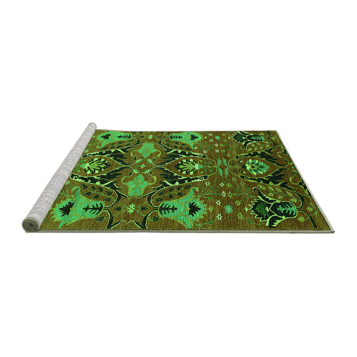 Sideview of Machine Washable Oriental Green Industrial Area Rugs, wshurb1495grn