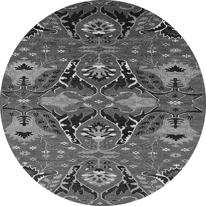 Round Machine Washable Oriental Gray Industrial Rug, wshurb1495gry