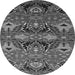 Round Machine Washable Oriental Gray Industrial Rug, wshurb1495gry