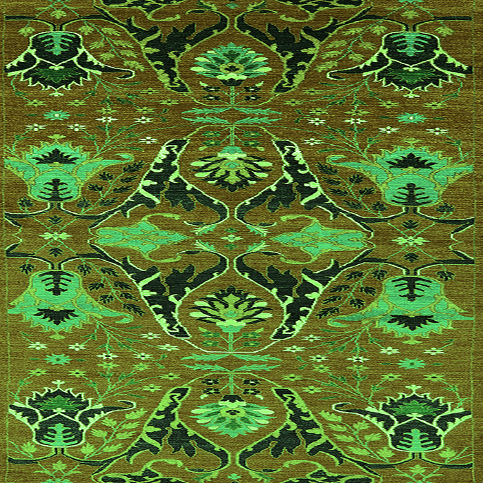 Square Machine Washable Oriental Green Industrial Area Rugs, wshurb1495grn