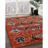 Mid-Century Modern Copper Red Pink Oriental Rug, urb1495