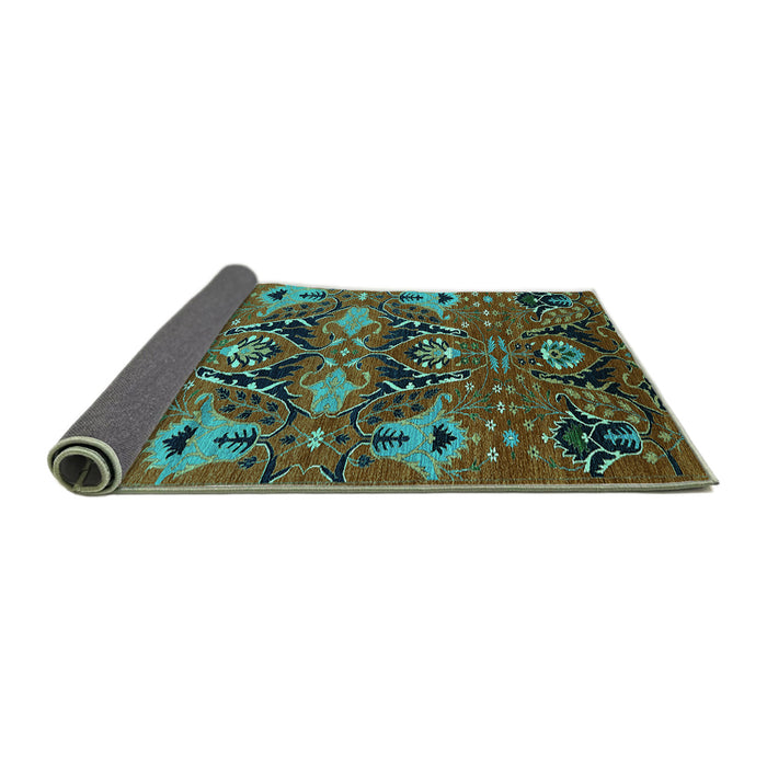 Sideview of Oriental Turquoise Industrial Rug, urb1495turq