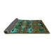 Sideview of Oriental Turquoise Industrial Rug, urb1495turq