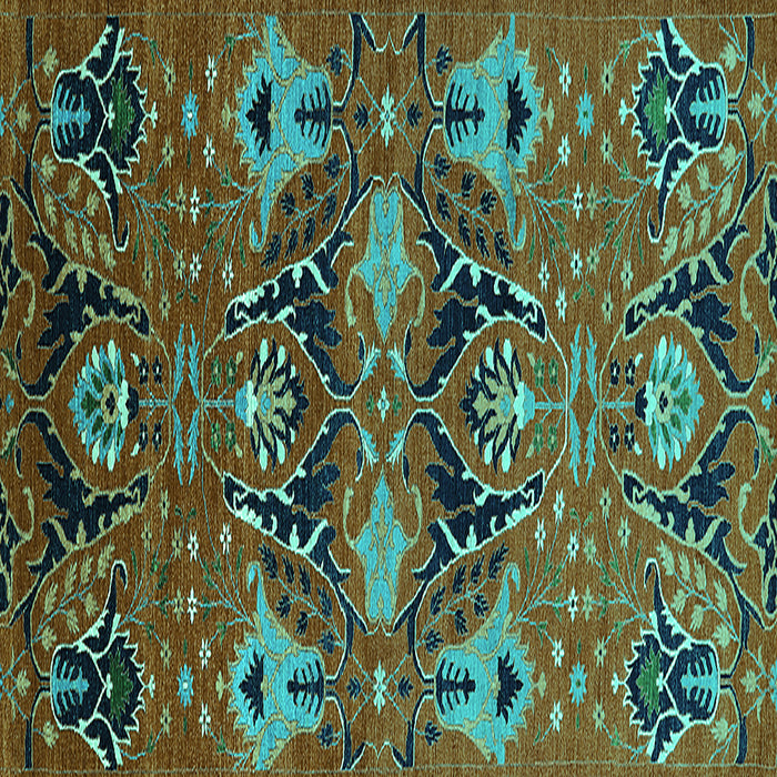 Square Machine Washable Oriental Turquoise Industrial Area Rugs, wshurb1495turq