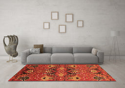 Machine Washable Oriental Orange Industrial Area Rugs in a Living Room, wshurb1495org