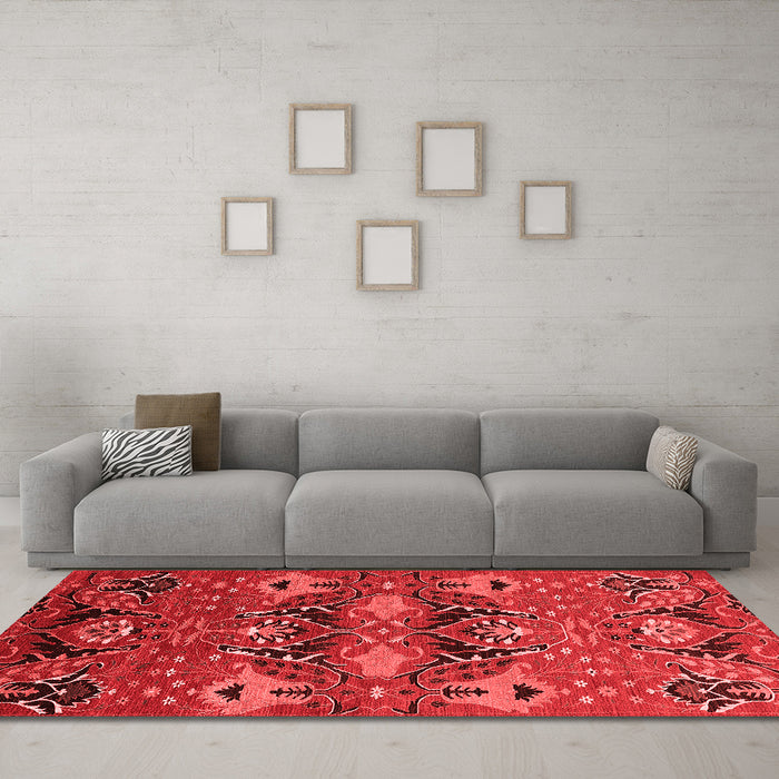 Industrial Red Washable Rugs