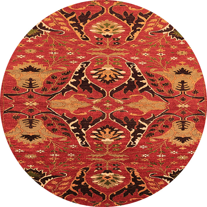 Round Machine Washable Oriental Orange Industrial Area Rugs, wshurb1495org