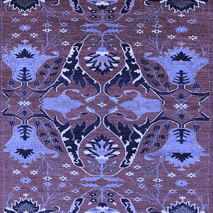 Machine Washable Oriental Blue Industrial Rug, wshurb1495blu