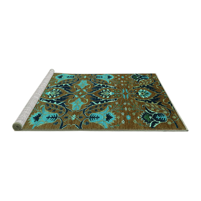 Sideview of Machine Washable Oriental Turquoise Industrial Area Rugs, wshurb1495turq