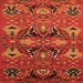 Square Machine Washable Oriental Orange Industrial Area Rugs, wshurb1495org