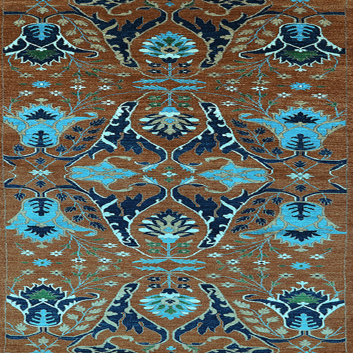 Square Machine Washable Oriental Light Blue Industrial Rug, wshurb1495lblu