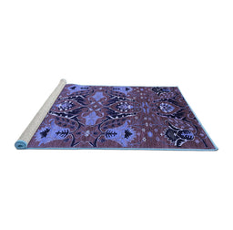 Sideview of Machine Washable Oriental Blue Industrial Rug, wshurb1495blu