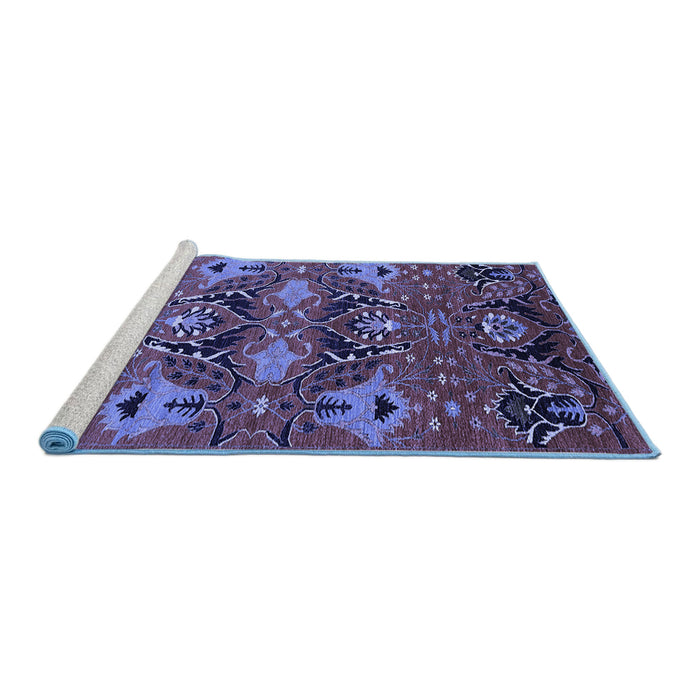 Sideview of Machine Washable Oriental Blue Industrial Rug, wshurb1495blu
