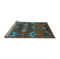Sideview of Machine Washable Oriental Light Blue Industrial Rug, wshurb1495lblu
