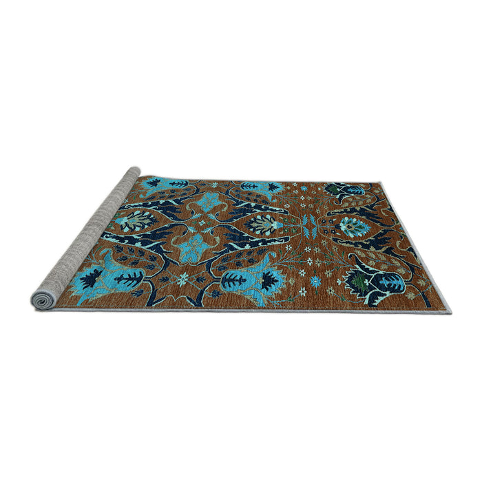 Sideview of Machine Washable Oriental Light Blue Industrial Rug, wshurb1495lblu