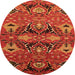 Round Oriental Orange Industrial Rug, urb1495org