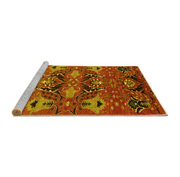 Sideview of Machine Washable Oriental Yellow Industrial Rug, wshurb1495yw