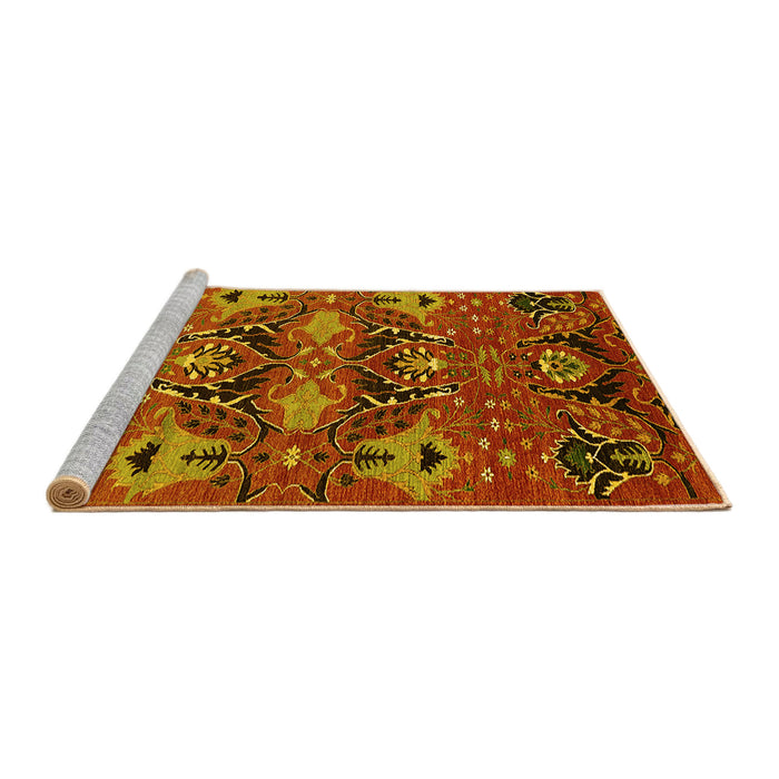 Sideview of Machine Washable Oriental Yellow Industrial Rug, wshurb1495yw