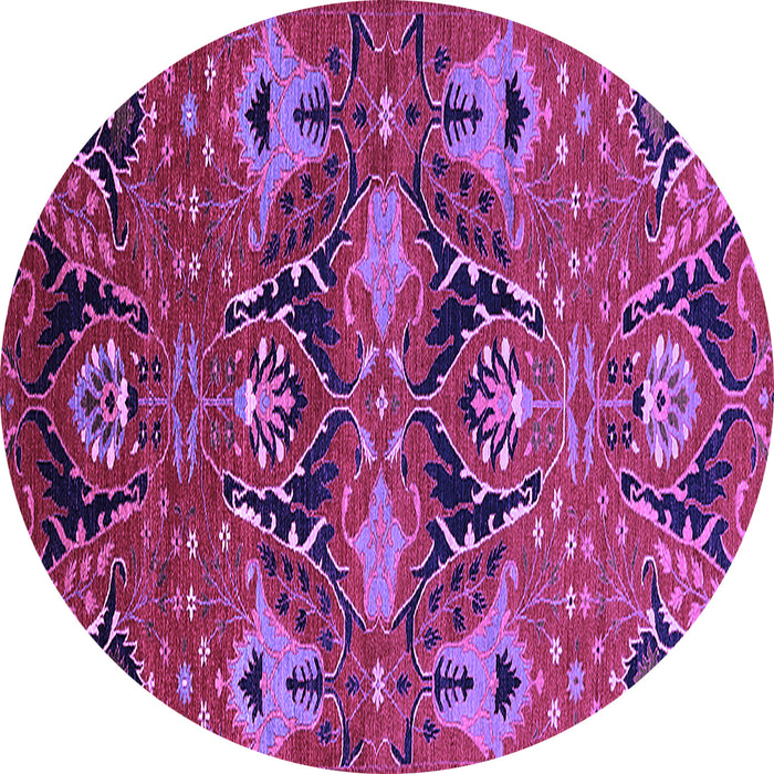 Round Oriental Purple Industrial Rug, urb1495pur